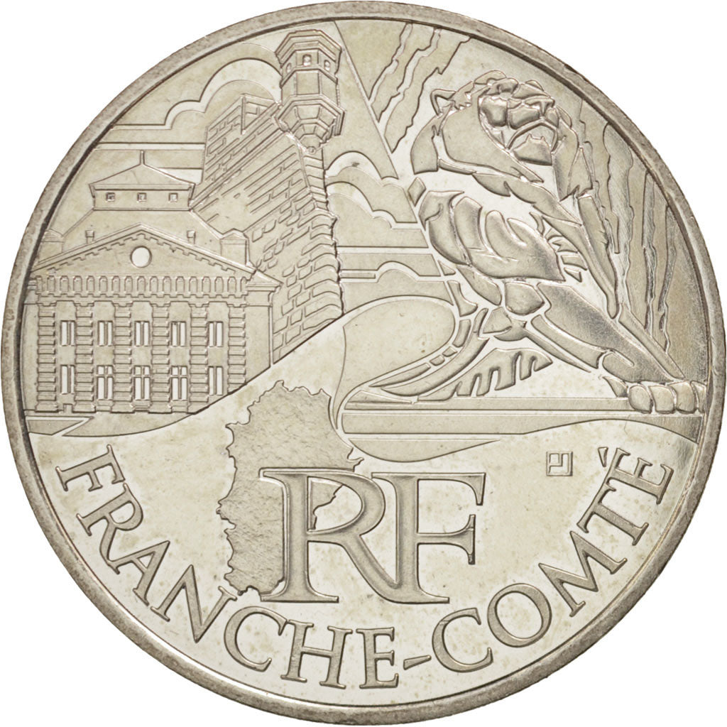 France, 10 Euro Franche-Comté, 2011, MS(65-70), Silver, KM:1735