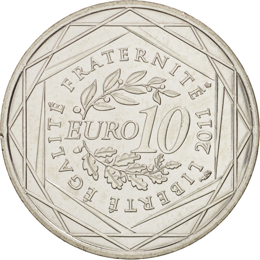 France, 10 Euro Franche-Comté, 2011, MS(65-70), Silver, KM:1735