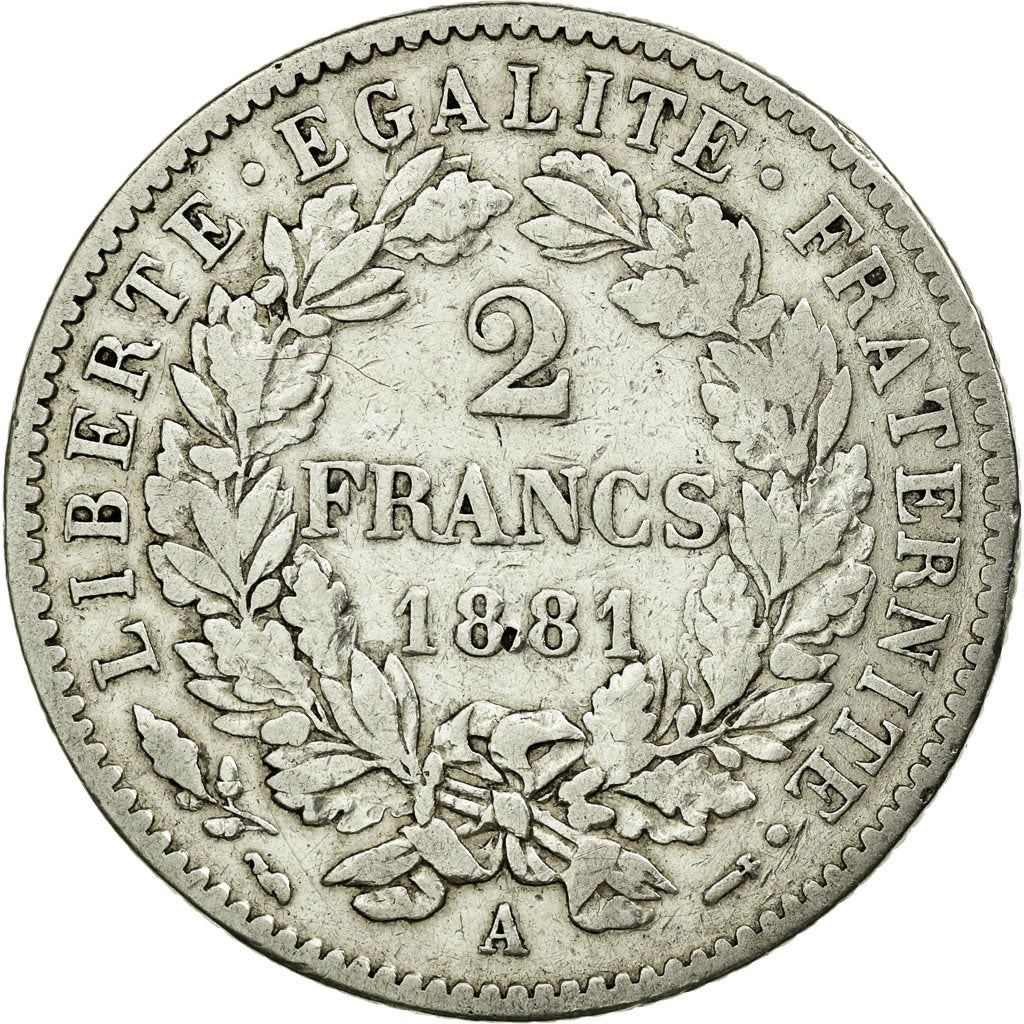 Monnaie, France, Cérès, 2 Francs, 1881, Paris, TTB, Argent, KM:817.1