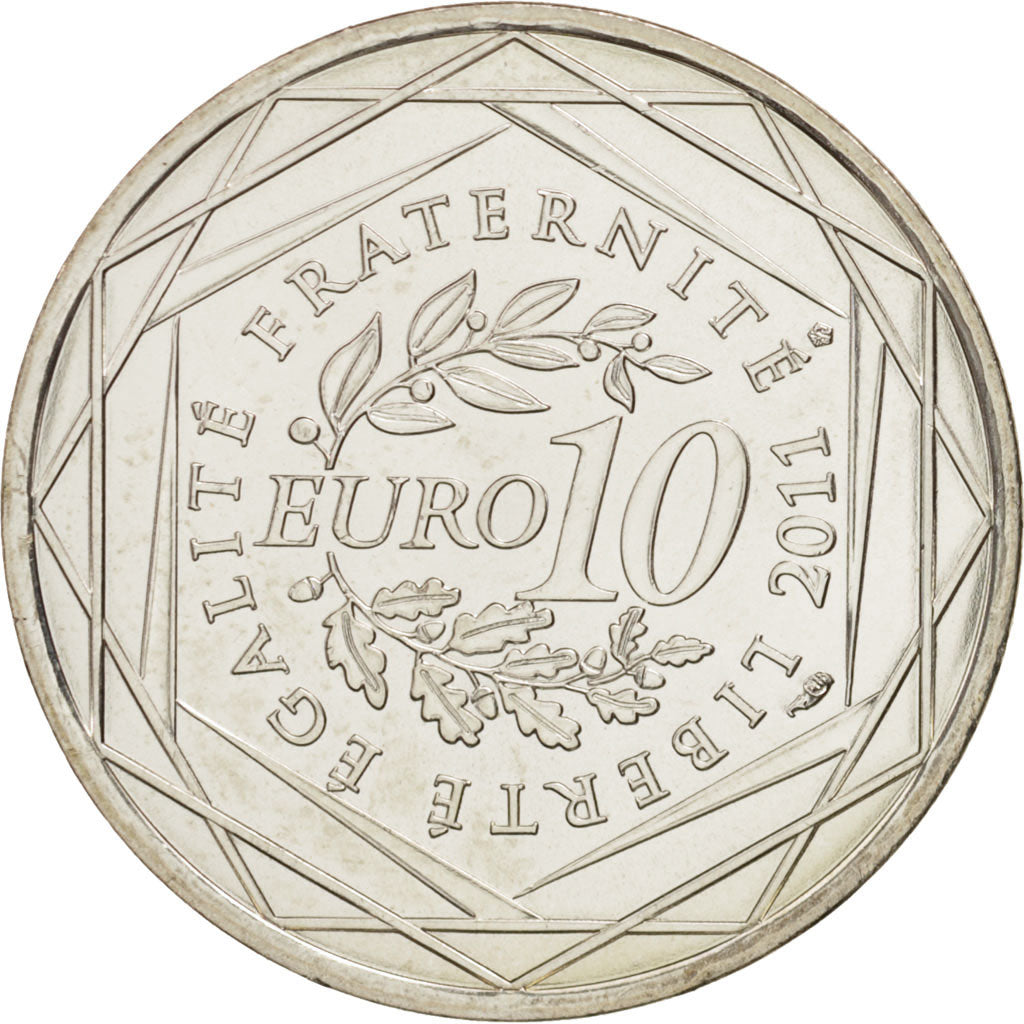 France, 10 Euro Corse, 2011, MS(65-70), Silver, KM:1740