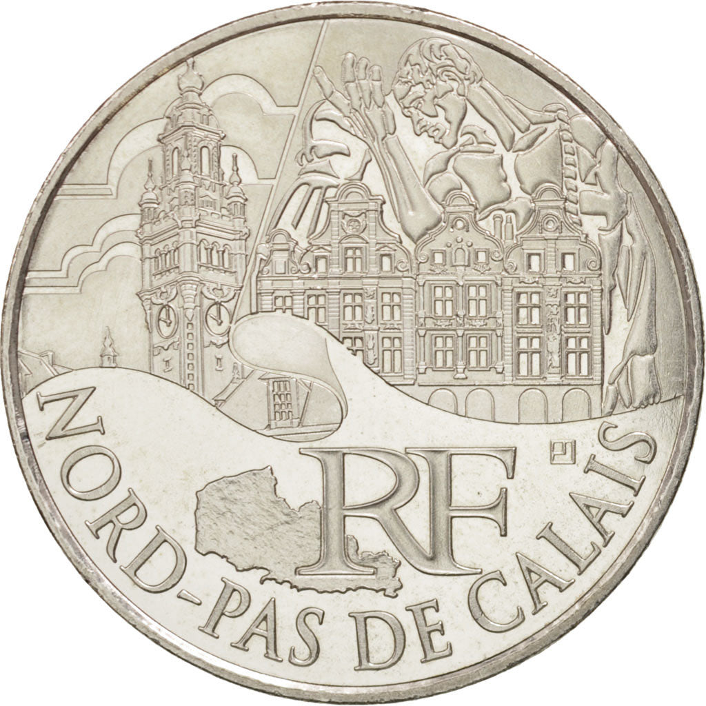 France, 10 Euro Nord-Pas-De-Calais, 2011, MS(64), Silver, KM:1745