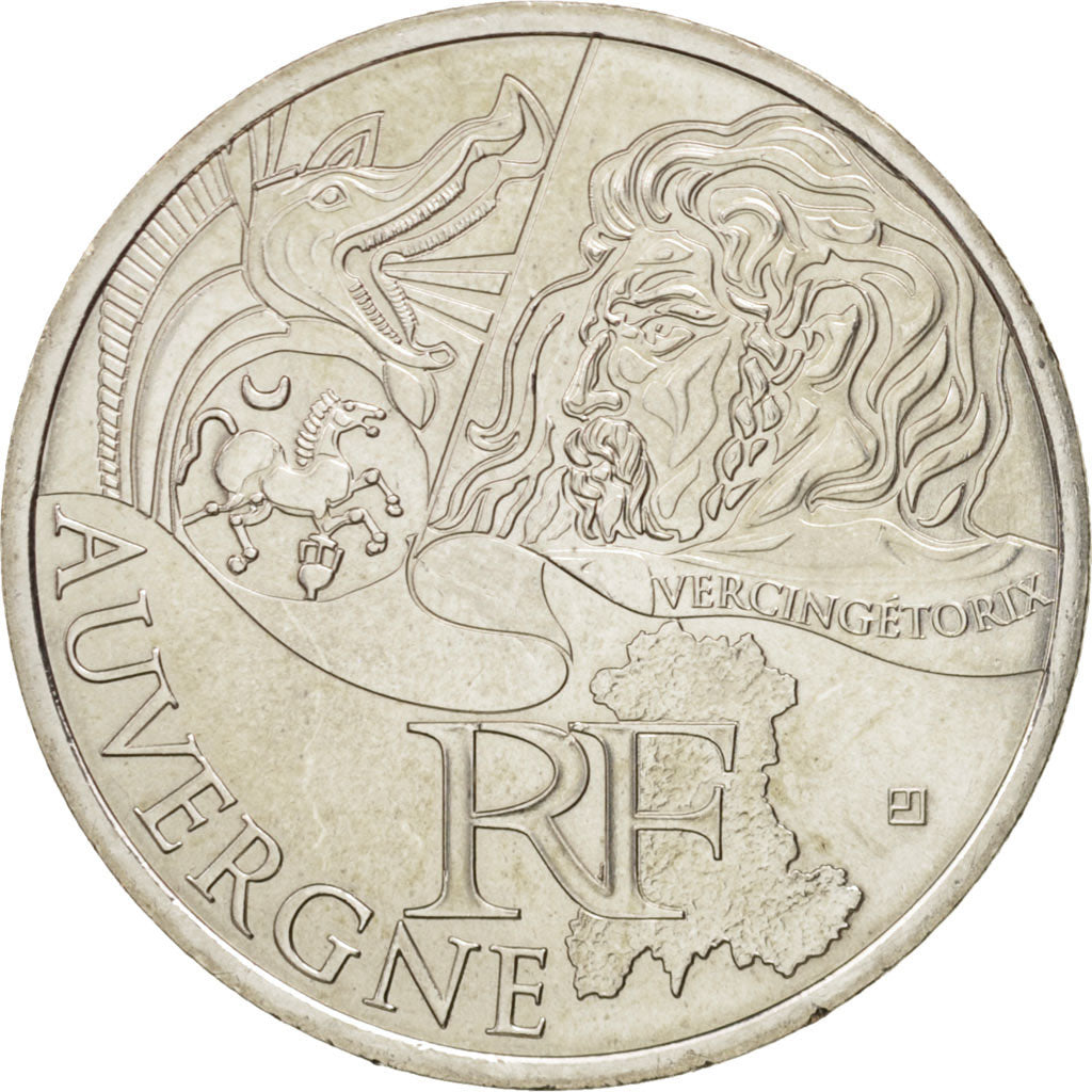 France, 10 Euro Auvergne, 2012, MS(64), Silver, KM:1864