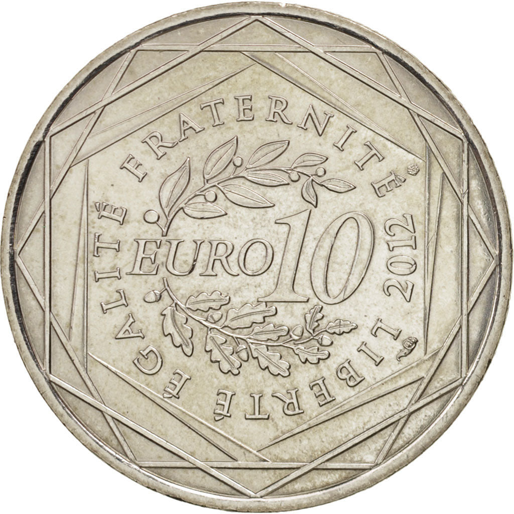 France, 10 Euro Auvergne, 2012, MS(64), Silver, KM:1864