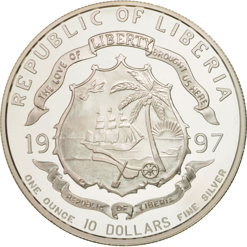 Coin, Liberia, 10 Dollars, 1997, MS(65-70), Silver, KM:349