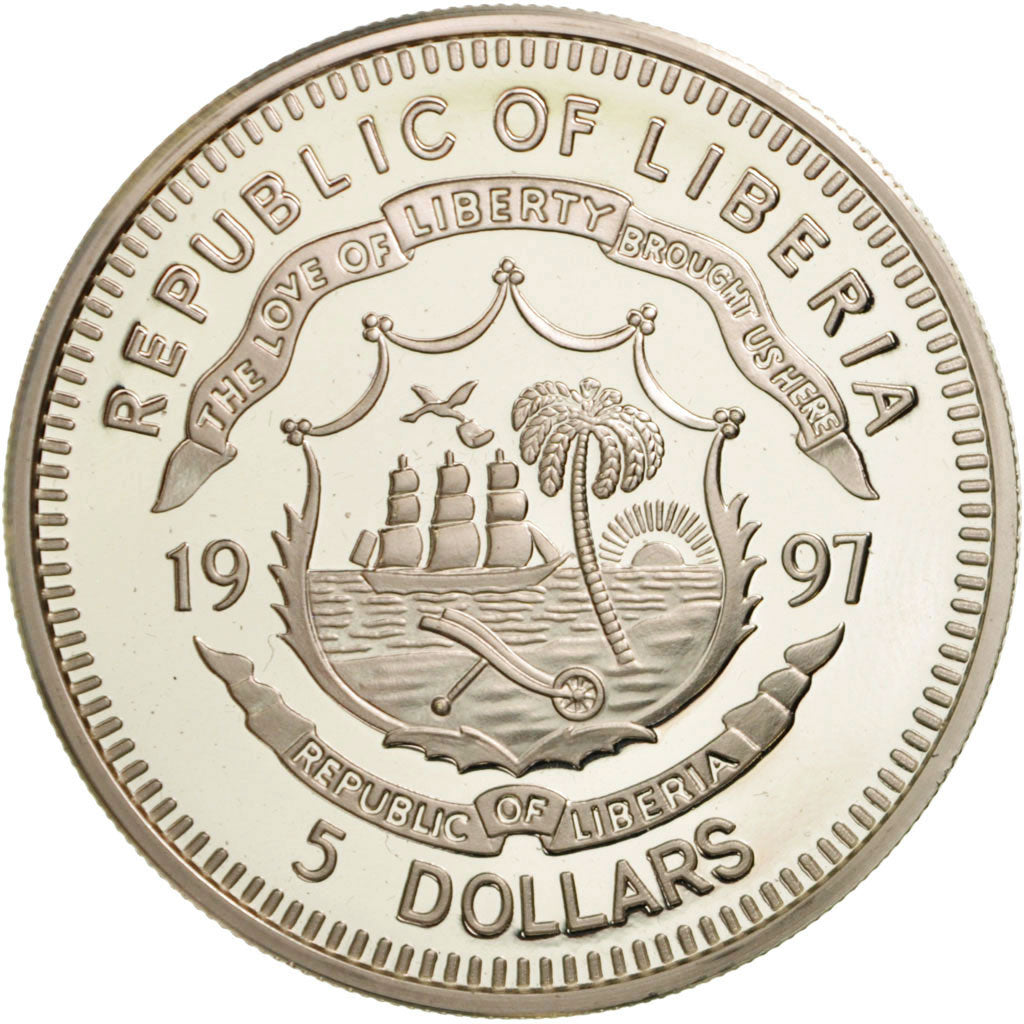 Coin, Liberia, 5 Dollars, 1997, MS(65-70), Silver