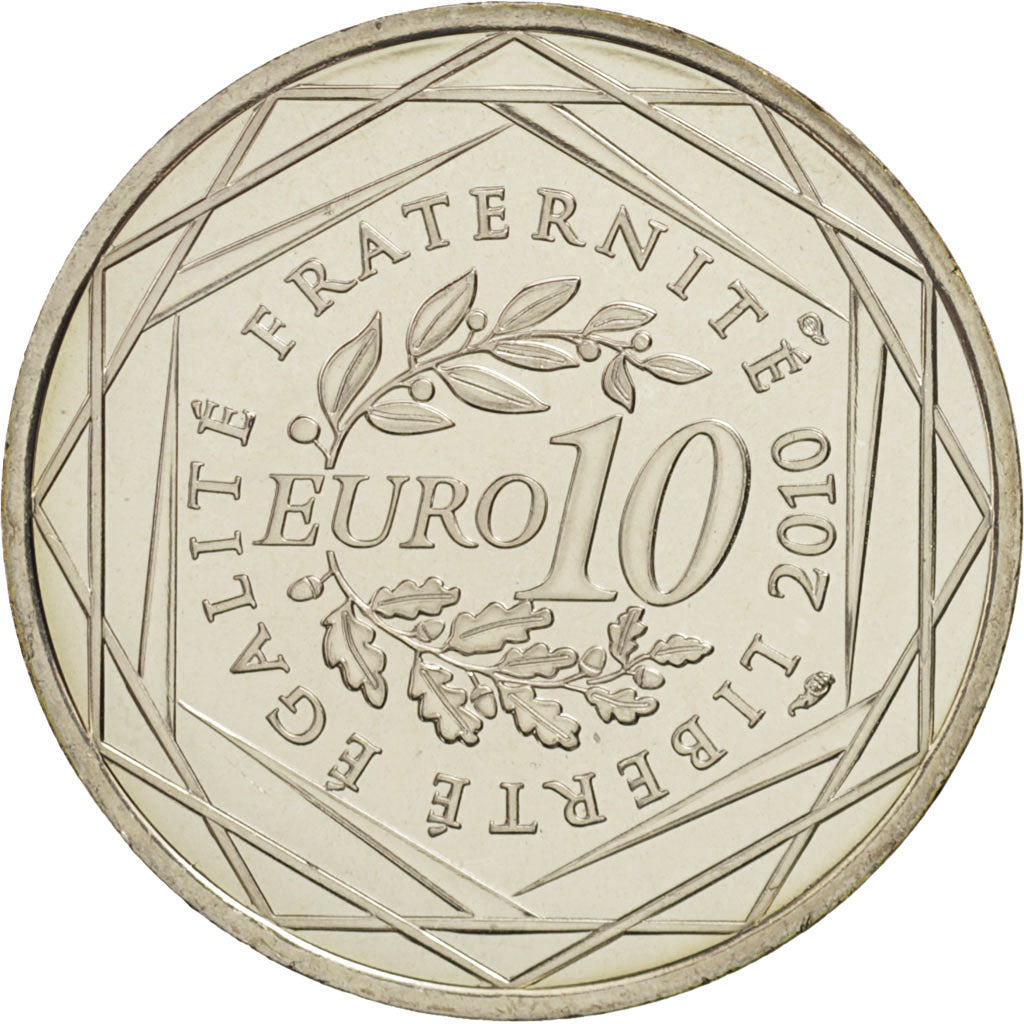 France, 10 Euro Picardie, 2010, MS(65-70), Silver, KM:1666
