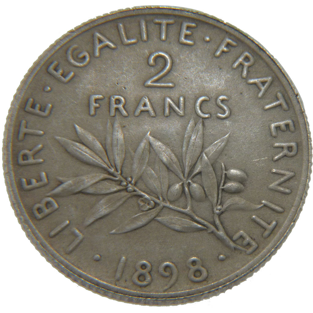 FRANCE, 2 Francs, 1898, MS(65-70), Silver, Gadoury #532, 10.00
