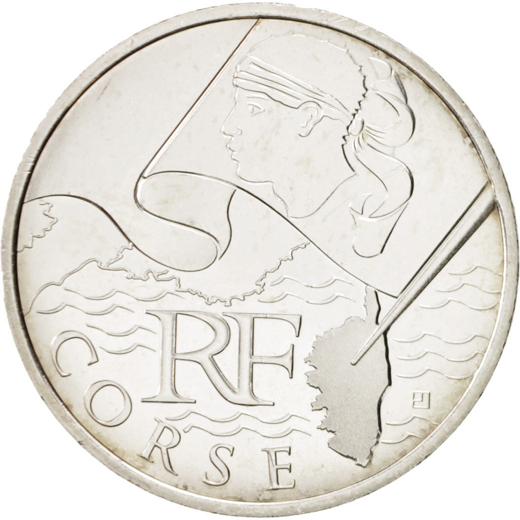 France, 10 Euro Corse, 2010, MS(64), Silver, KM:1658