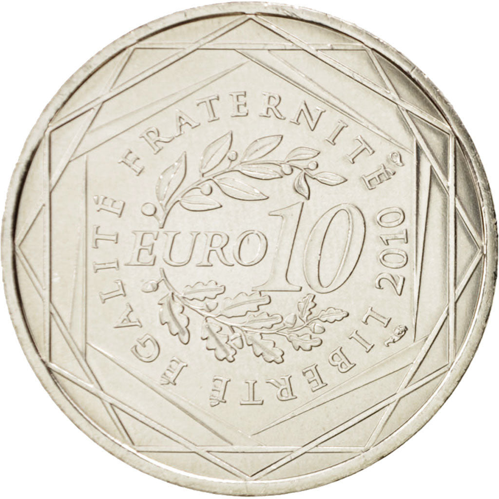 France, 10 Euro Bretagne, 2010, MS(65-70), Silver, KM:1648