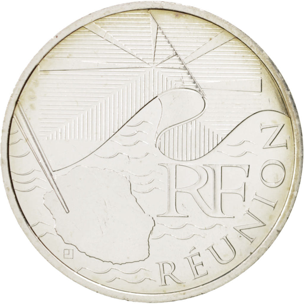 France, 10 Euro Réunion, 2010, MS(64), Silver, KM:1669