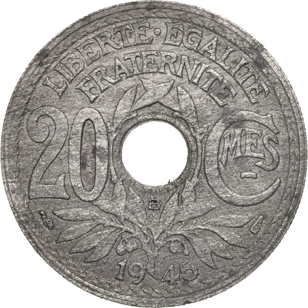 Monnaie, France, Lindauer, 20 Centimes, 1945, Beaumont - Le Roger, TTB, Zinc
