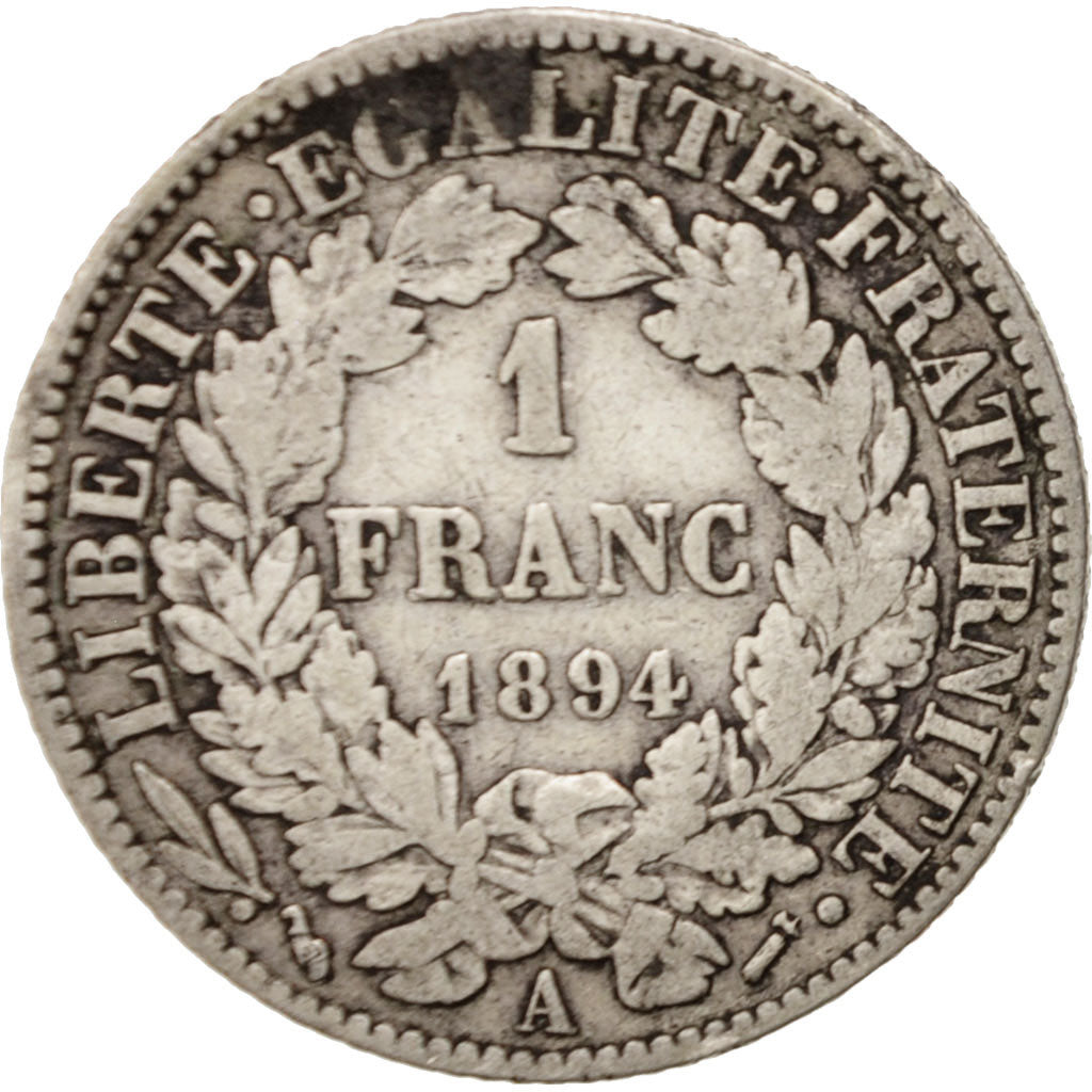 Moneta, Francia, Cérès, Franc, 1894, Paris, MB+, Argento, KM:822.1