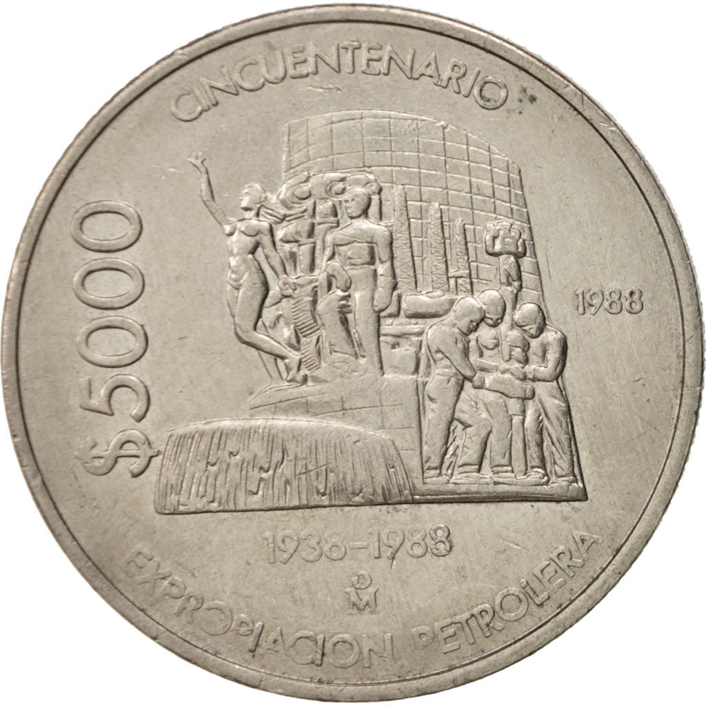 Mexiko, 5000 Pesos, 1988, Mexico City, SS+, Copper-nickel, KM:531