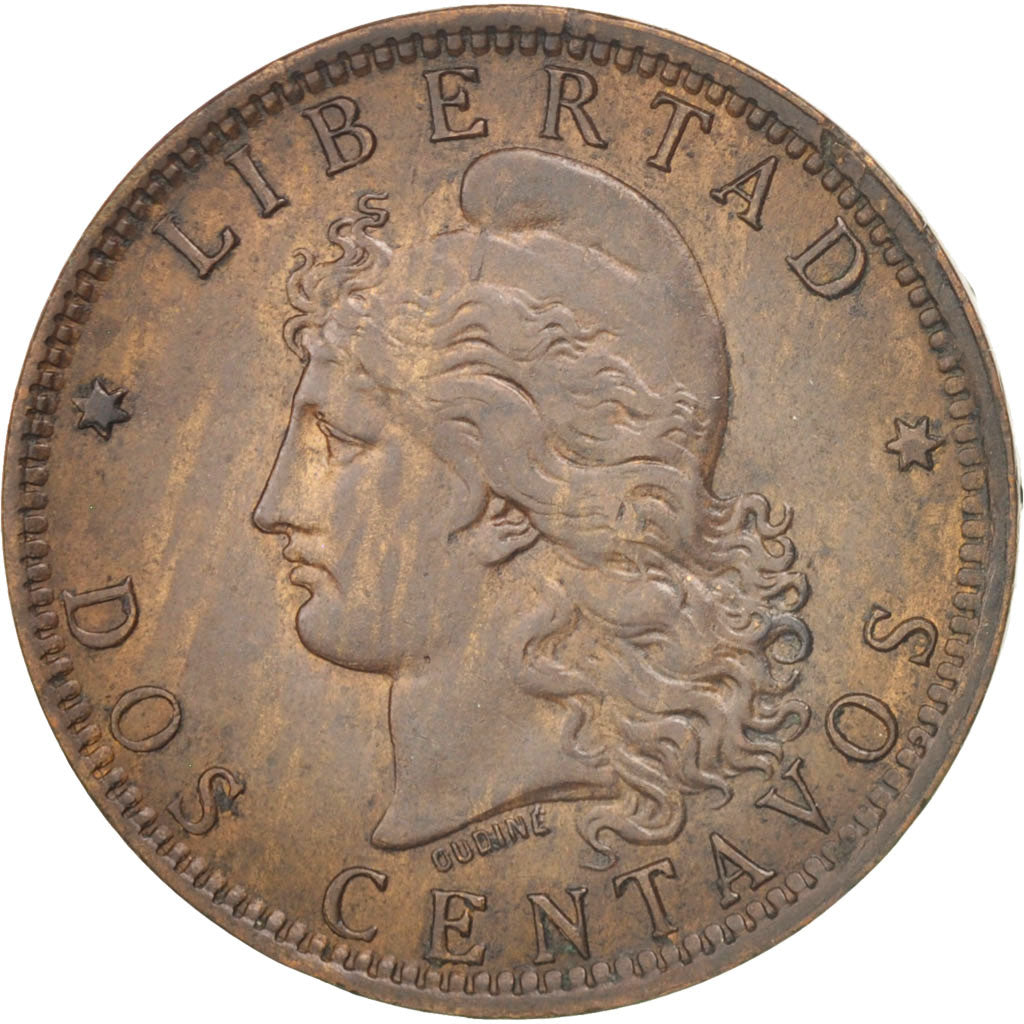 Argentina, 2 Centavos, 1891, AU(50-53), Bronze, KM:33
