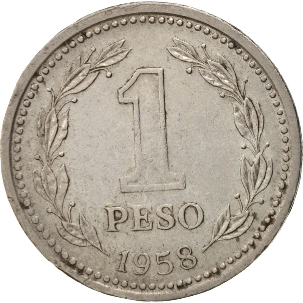 Moneta, Argentina, Peso, 1958, BB, Acciaio ricoperto in nichel, KM:57