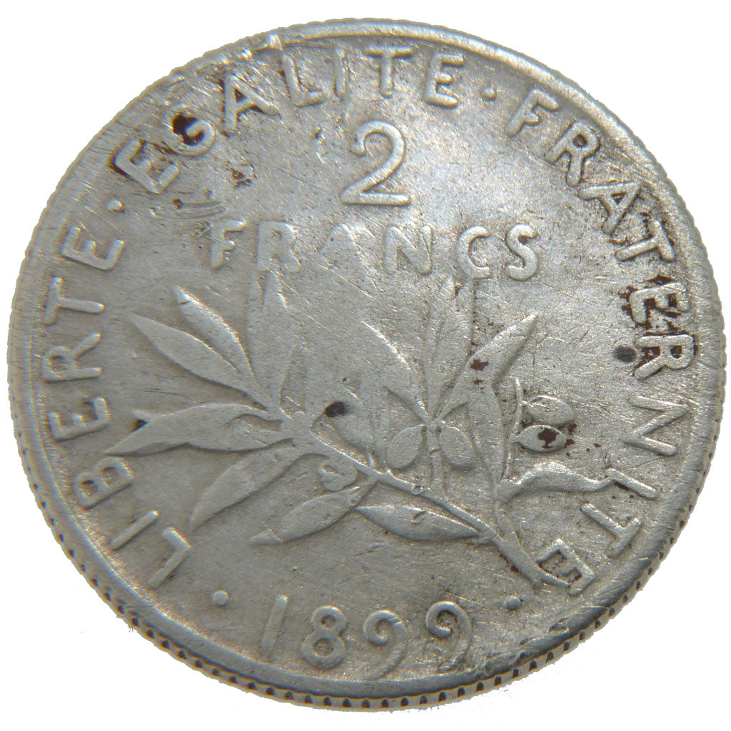 FRANCE, Semeuse, 2 Francs, 1899, VF(20-25), Silver, 27, Gadoury #532, 10.00