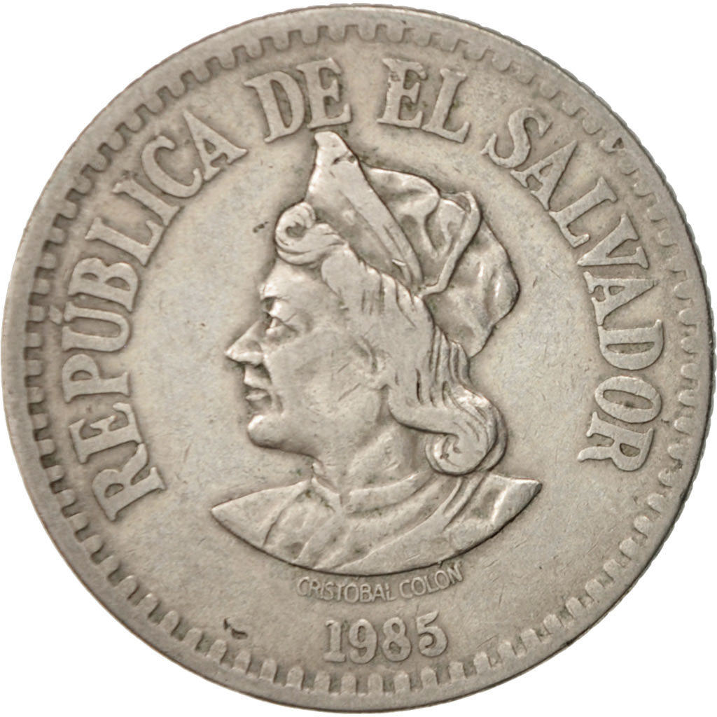 El Salvador, Colon, 1985, Mexico City, Mexico, SS, Copper-nickel, KM:153