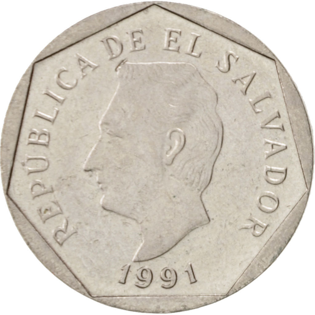 El Salvador, 5 Centavos, 1991, AU(50-53), Copper-Nickel Clad Steel, KM:154a