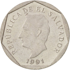 El Salvador, 5 Centavos, 1991, AU(50-53), Copper-Nickel Clad Steel, KM:154a