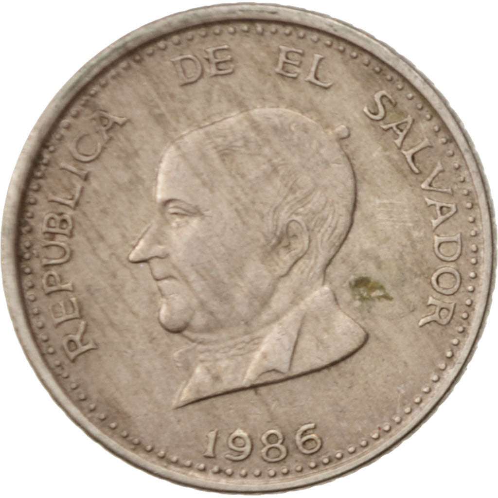 El Salvador, 25 Centavos, 1986, Mexico City, MBC, Cobre - níquel, KM:139a