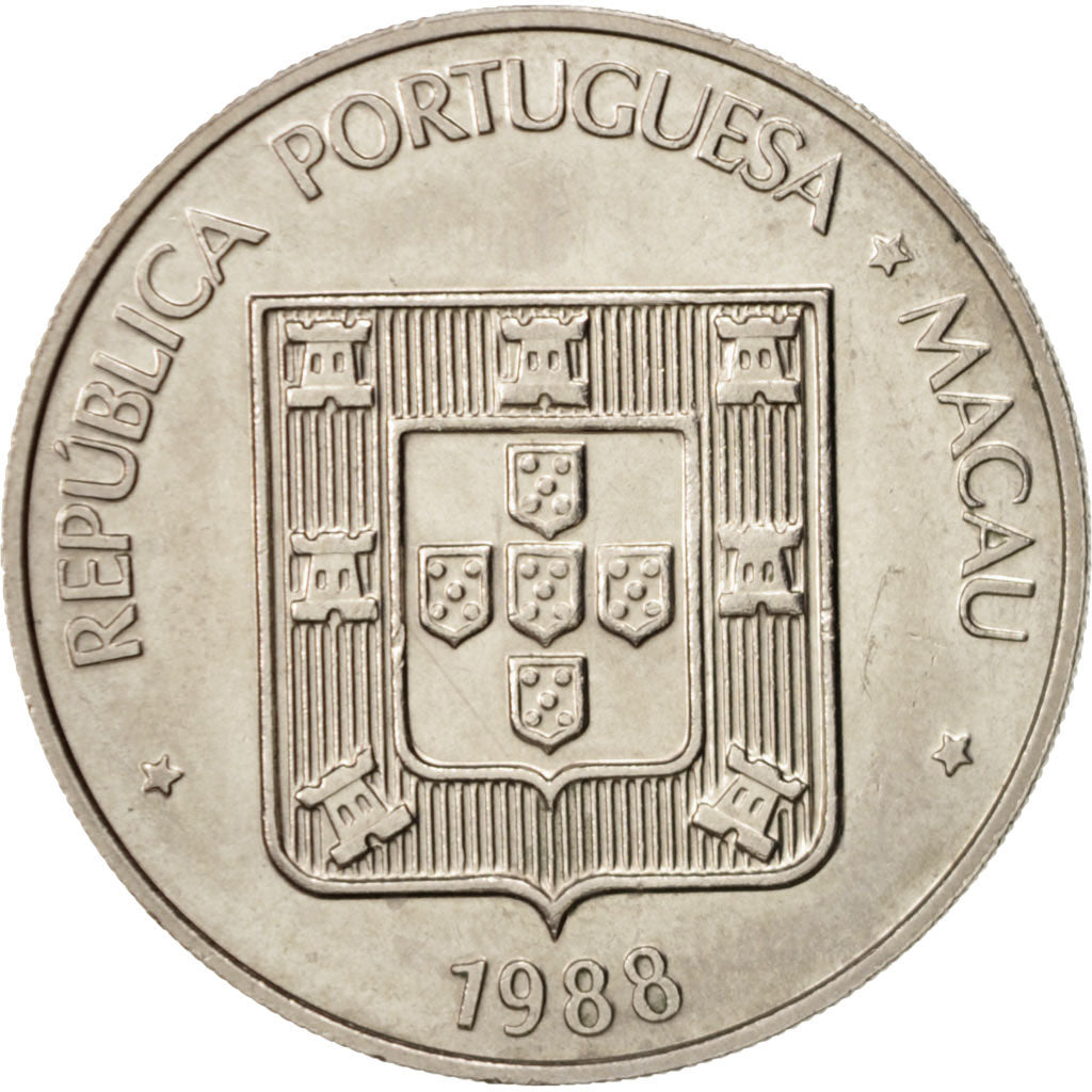 Macau, 5 Patacas, 1988, Singapore Mint, MS(60-62), Copper-nickel, KM:24.1