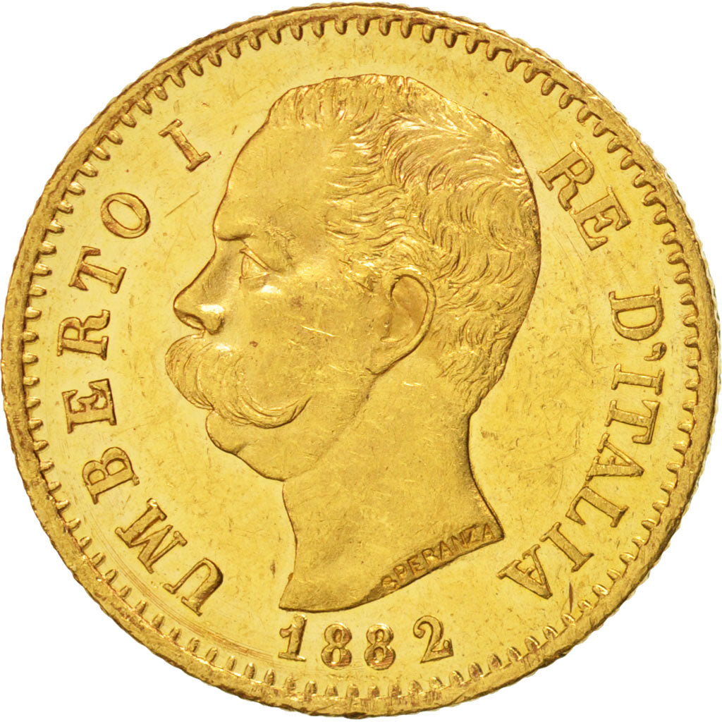 Italy, Umberto I, 20 Lire, 1882, Rome, AU(55-58), Gold, KM:21
