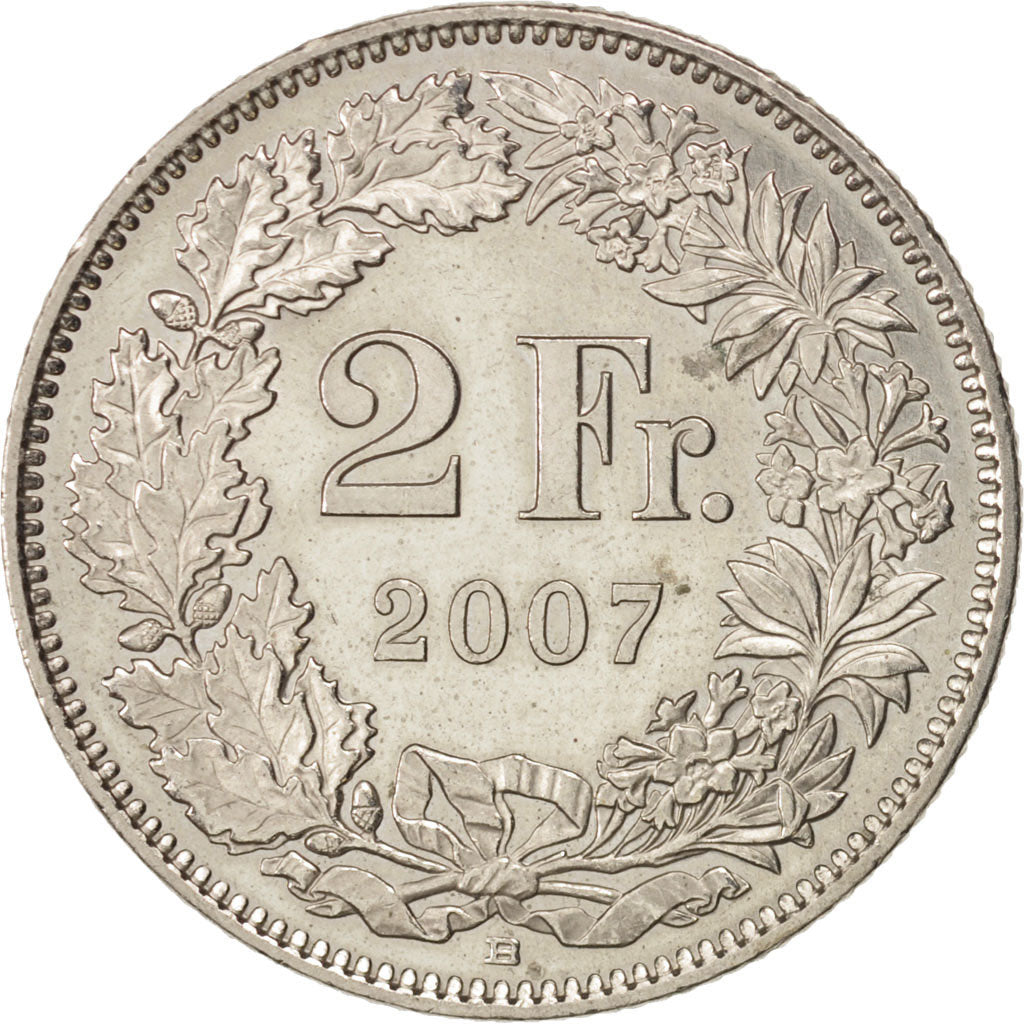 Switzerland, 2 Francs, 2007, Bern, MS(60-62), Copper-nickel, KM:21a.3