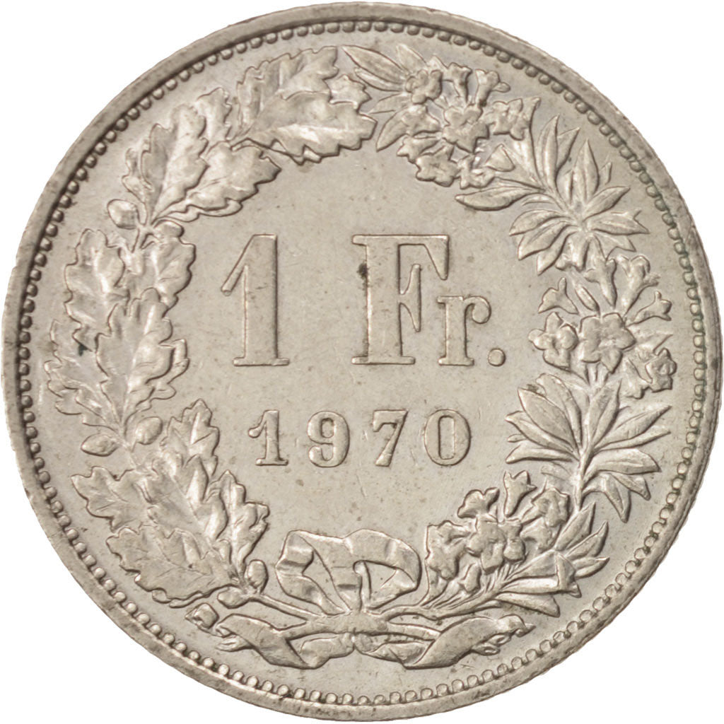 Münze, Schweiz, Franc, 1970, Bern, VZ, Copper-nickel, KM:24a.1