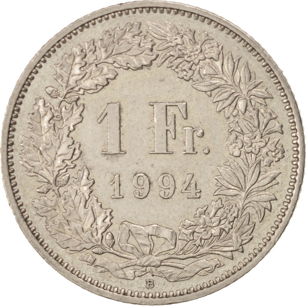 Coin, Switzerland, Franc, 1994, Bern, MS(60-62), Copper-nickel, KM:24a.3