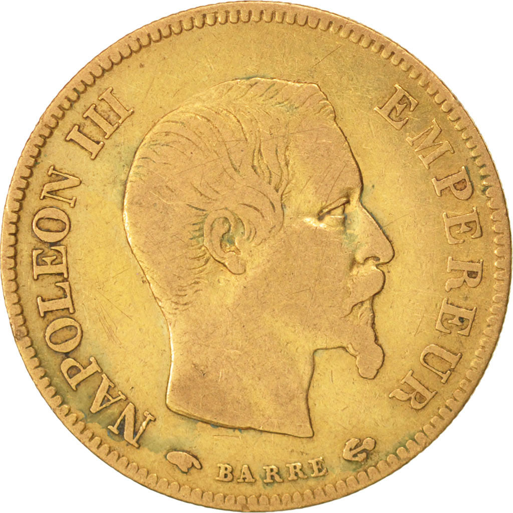 France, Napoleon III, 10 Francs, 1856, Paris, VF(20-25), Gold, KM:784.3