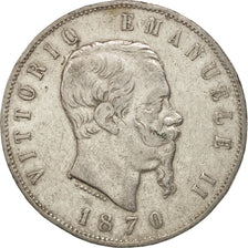 Italy, Vittorio Emanuele II, 5 Lire, 1870, Milan, VF(30-35), Silver, KM:8.3