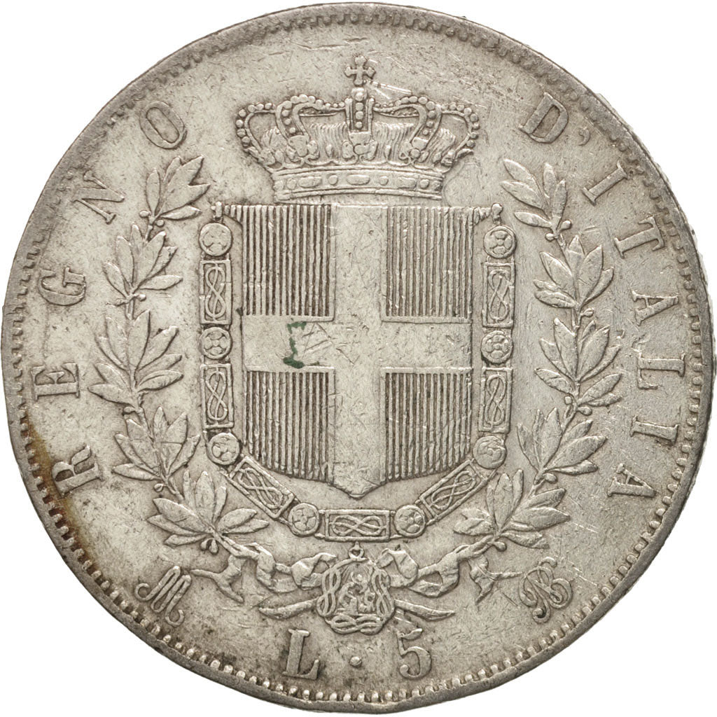 Italy, Vittorio Emanuele II, 5 Lire, 1870, Milan, VF(30-35), Silver, KM:8.3