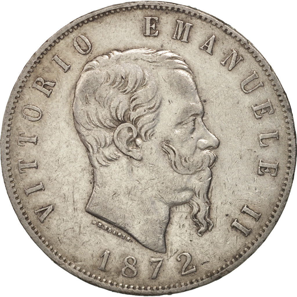 Italia, Vittorio Emanuele II, 5 Lire, 1872, Milan, MB+, Argento, KM:8.3