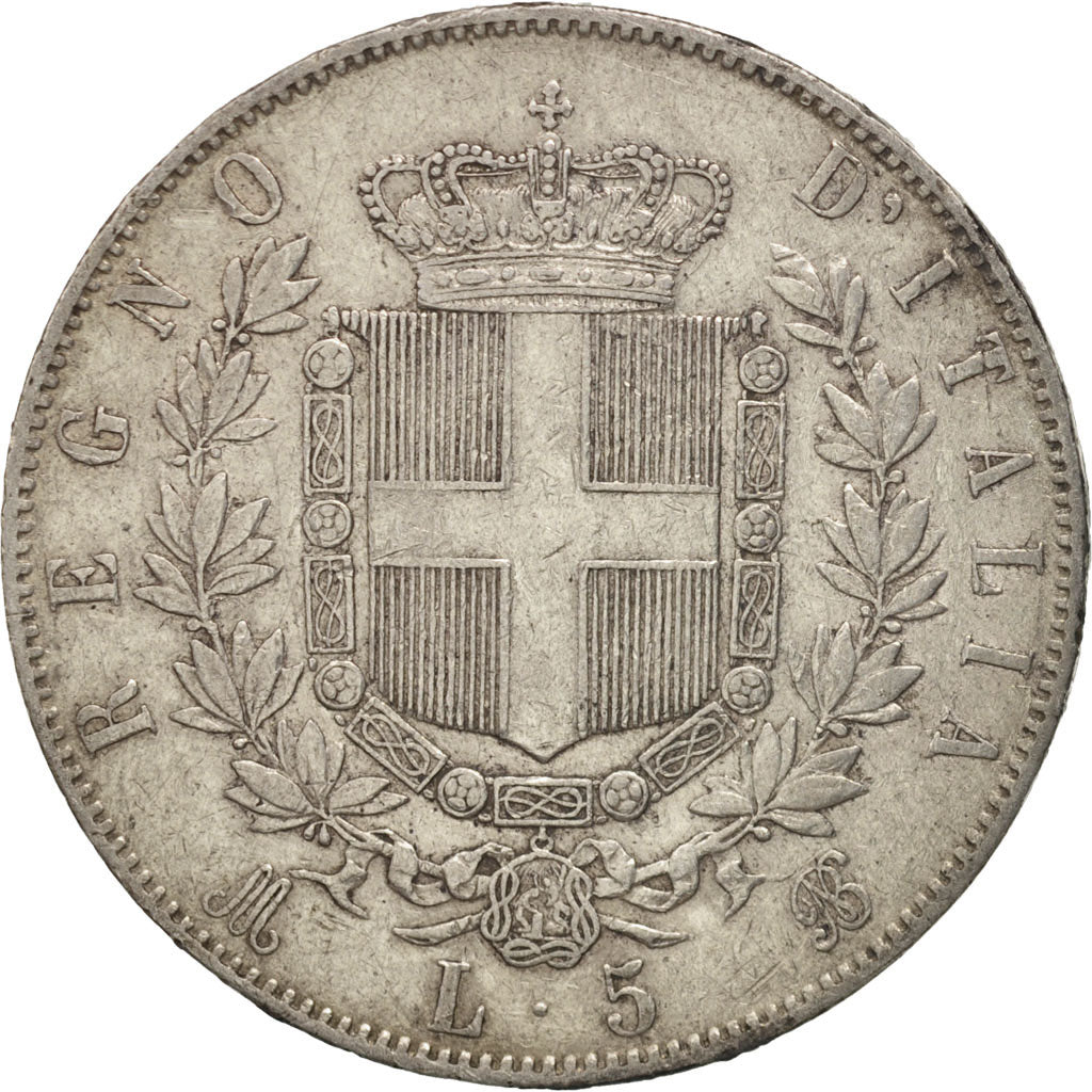 Italia, Vittorio Emanuele II, 5 Lire, 1872, Milan, MB+, Argento, KM:8.3