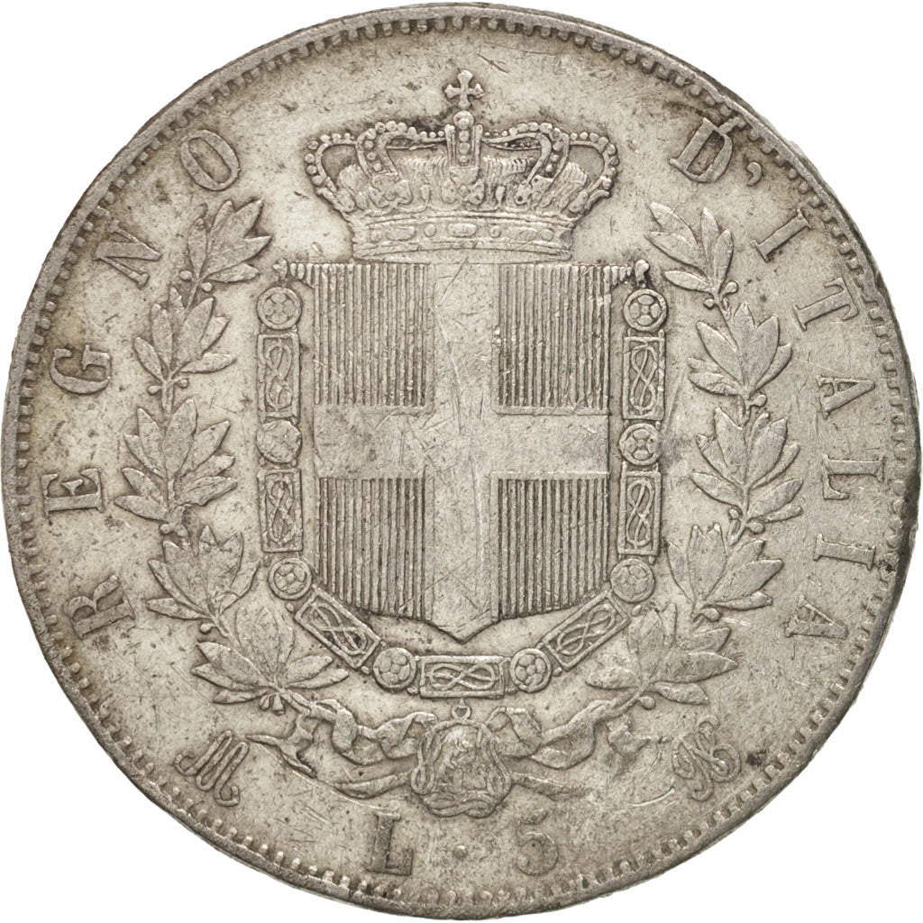 Italy, Vittorio Emanuele II, 5 Lire, 1874, Milan, VF(20-25), Silver, KM:8.3