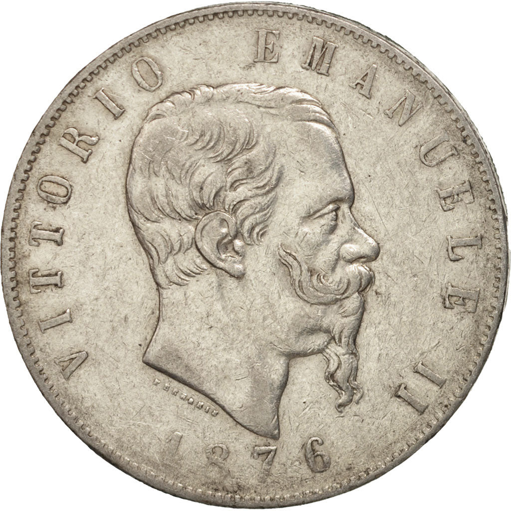 Italia, Vittorio Emanuele II, 5 Lire, 1876, Rome, MB+, Argento, KM:8.4