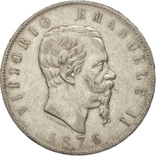 Italia, Vittorio Emanuele II, 5 Lire, 1876, Rome, MB+, Argento, KM:8.4