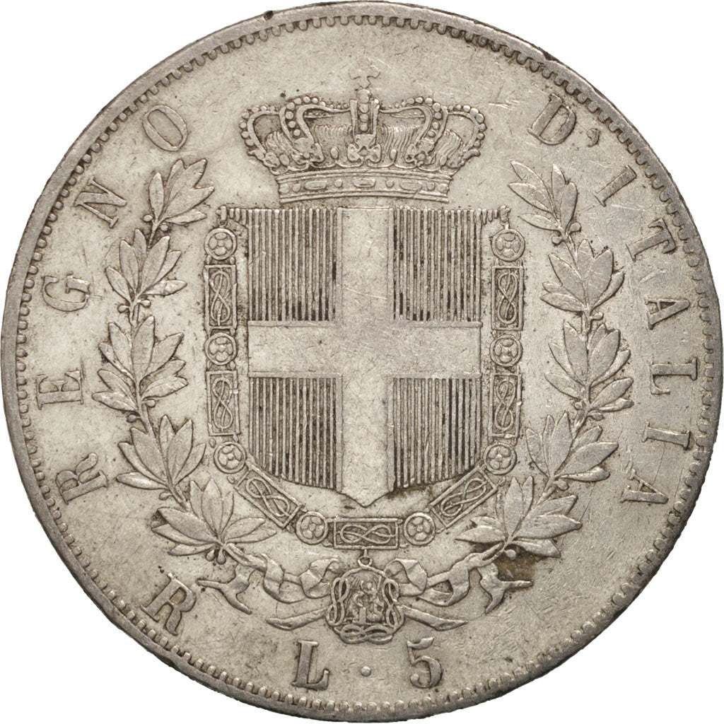 Italia, Vittorio Emanuele II, 5 Lire, 1876, Rome, MB+, Argento, KM:8.4