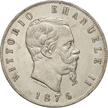 Coin, Italy, Vittorio Emanuele II, 5 Lire, 1876, Rome, AU(55-58), Silver, KM:8.4