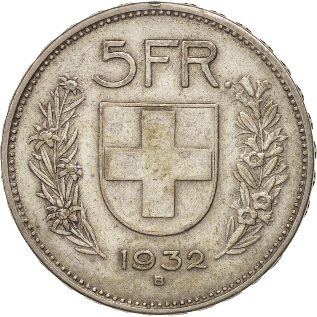 Schweiz, 5 Francs, 1932, Bern, SS, Silber, KM:40