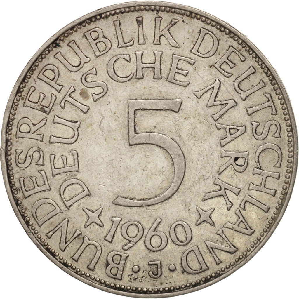 Moneta, GERMANIA - REPUBBLICA FEDERALE, 5 Mark, 1960, Hamburg, BB, Argento