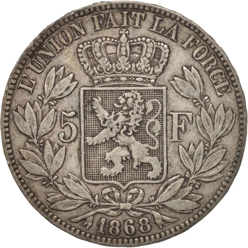Belgium, Leopold II, 5 Francs, 5 Frank, 1868, VF(30-35), Silver, KM:24