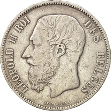 Belgium, Leopold II, 5 Francs, 5 Frank, 1869, VF(20-25), Silver, KM:24