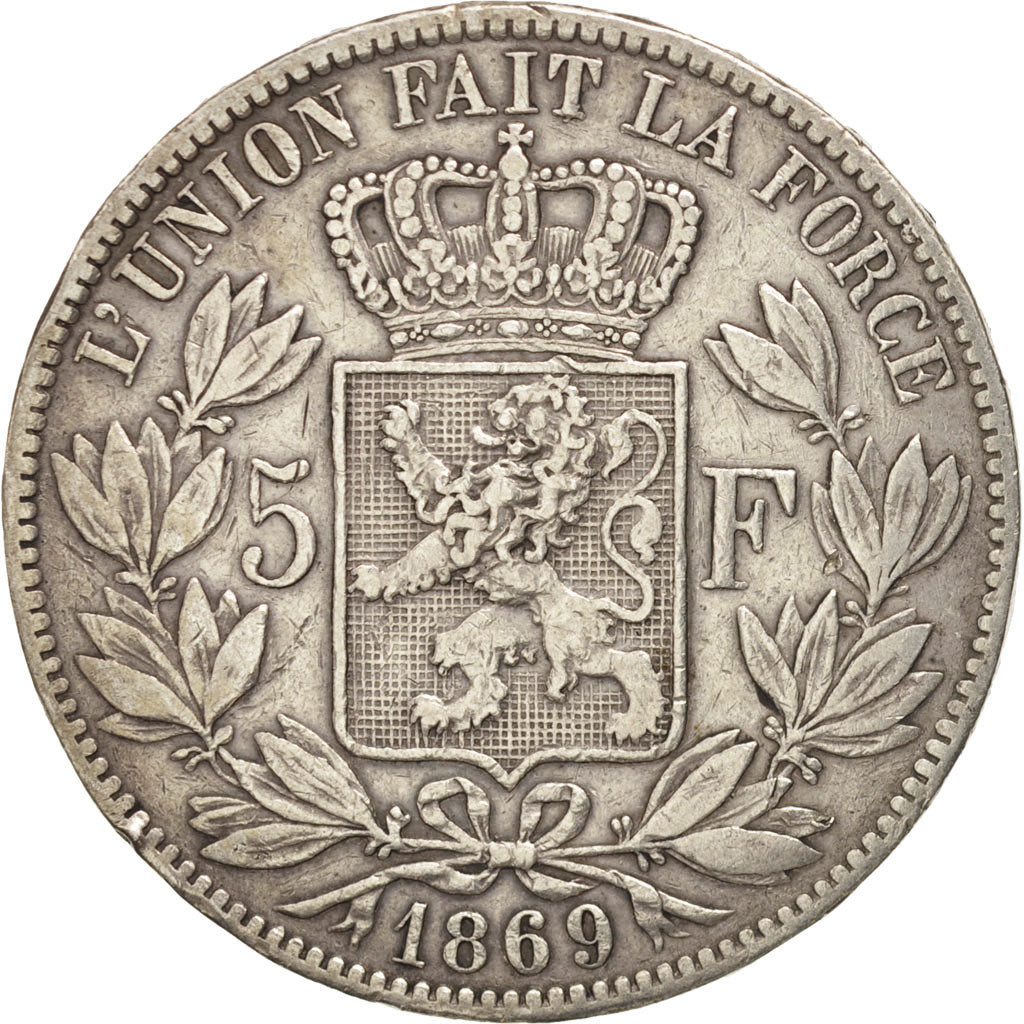 Belgium, Leopold II, 5 Francs, 5 Frank, 1869, VF(20-25), Silver, KM:24