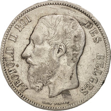 Belgium, Leopold II, 5 Francs, 5 Frank, 1875, VF(30-35), Silver, KM:24