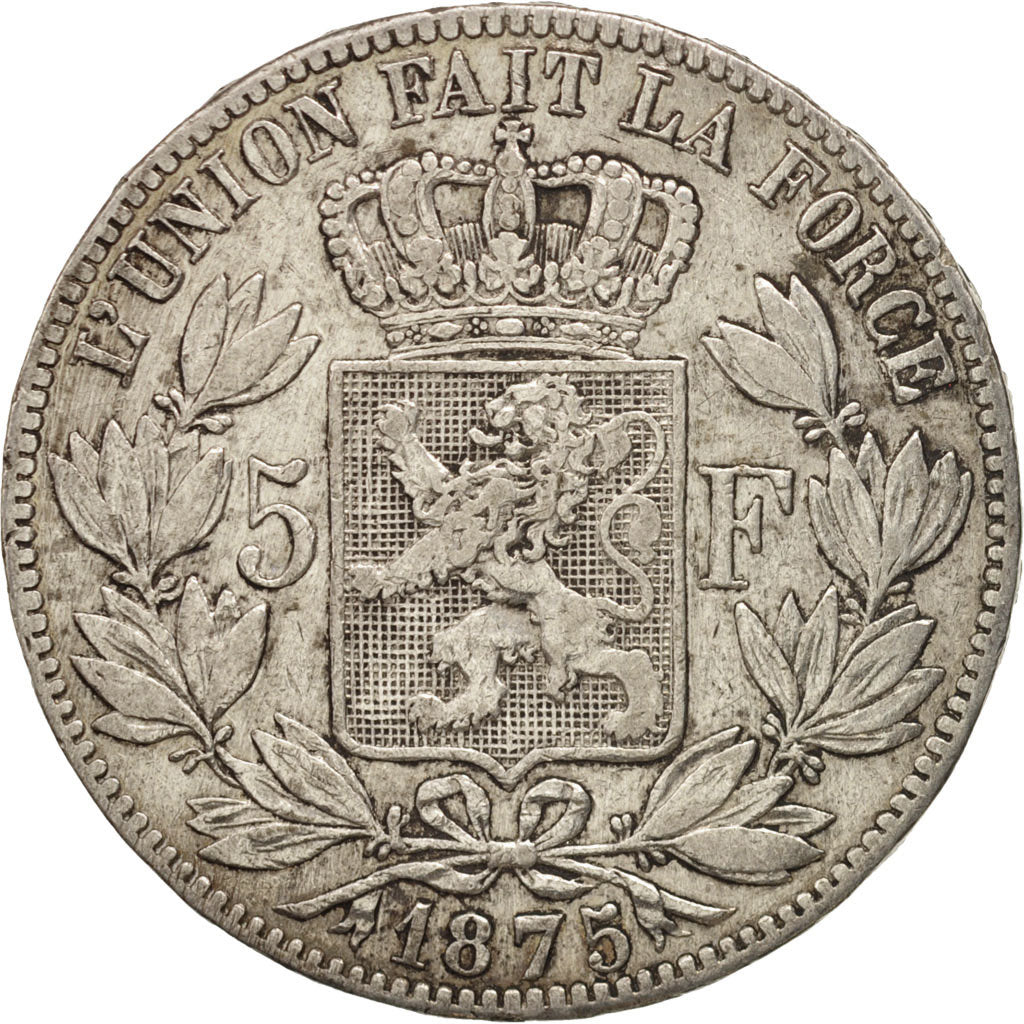 Belgium, Leopold II, 5 Francs, 5 Frank, 1875, VF(30-35), Silver, KM:24