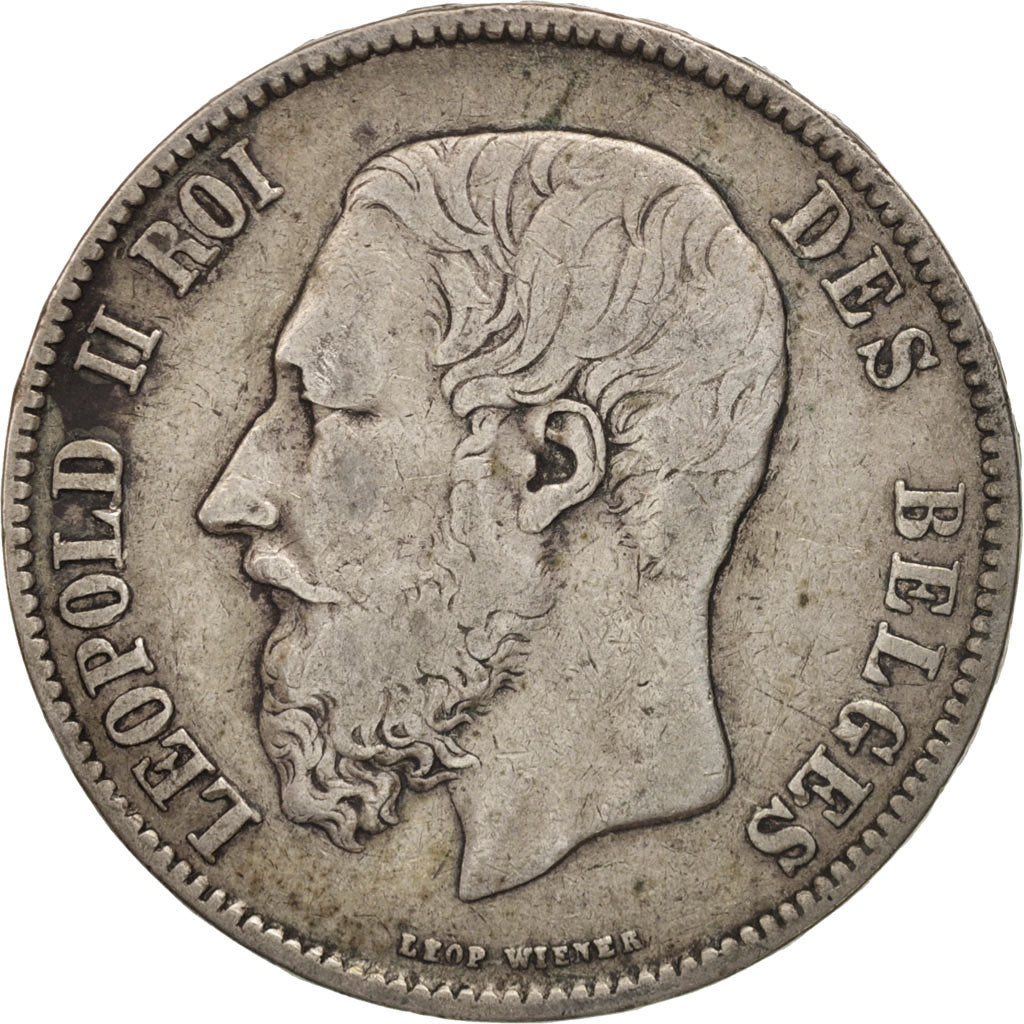 Belgium, Leopold II, 5 Francs, 5 Frank, 1870, VF(20-25), Silver, KM:24