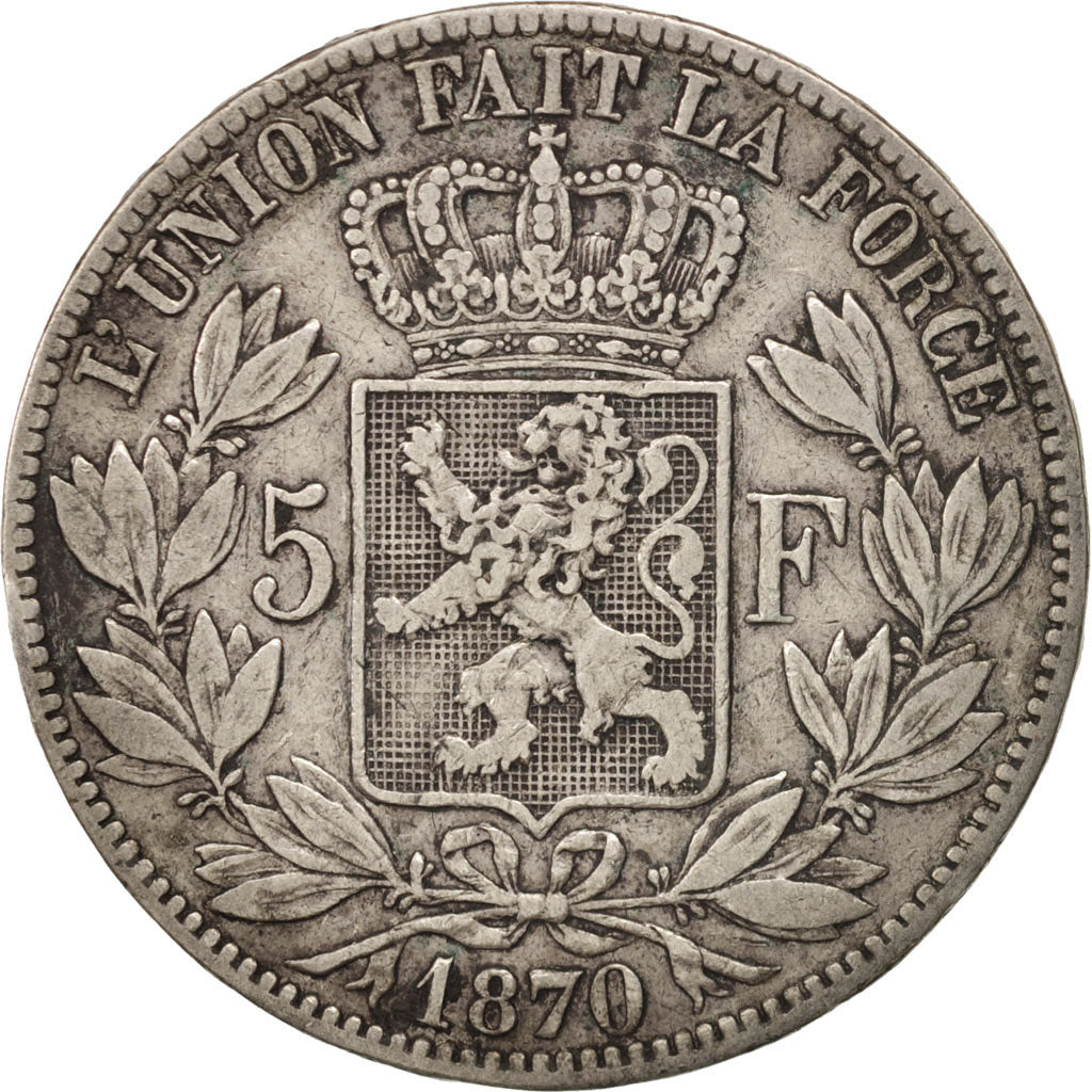 Belgium, Leopold II, 5 Francs, 5 Frank, 1870, VF(20-25), Silver, KM:24