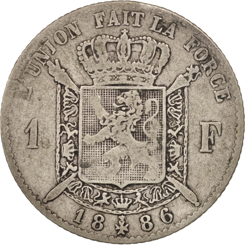 Coin, Belgium, Leopold II, Franc, 1886, VF(20-25), Silver, KM:28.1