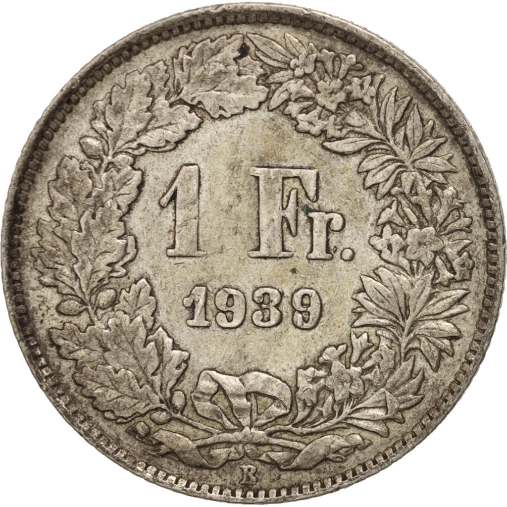 Coin, Switzerland, Franc, 1939, Bern, AU(50-53), Silver, KM:24